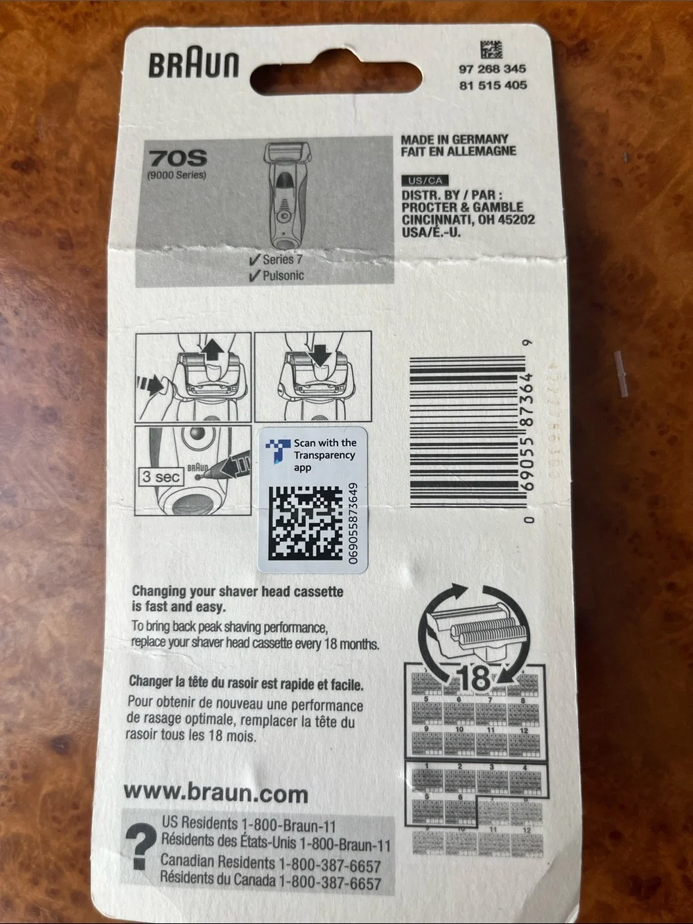 Braun Series 7 Replacement Foil Cassette - Silver